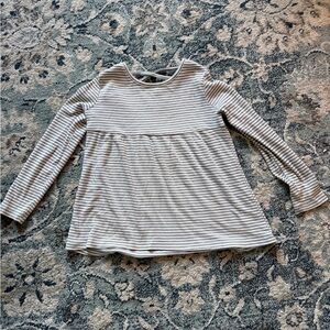 Grey and white Striped Long Sleeve Kids Top